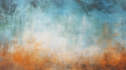 Vibrant Abstract Blue and Orange Sky Painting with Grunge Texture