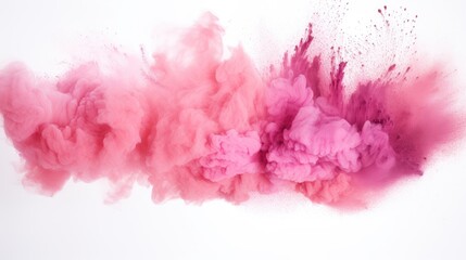 Vibrant Pink and Red Smoke Clouds Dancing on Clean White Background