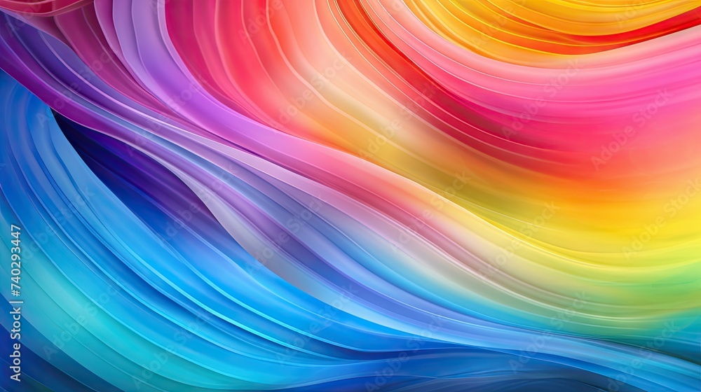Poster vibrant rainbow hues merge in abstract background with colorful waves and patterns