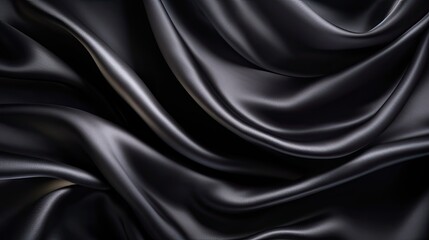 Fototapeta premium Luxurious Black Silk Fabric Elegantly Draped as a Stunning Background