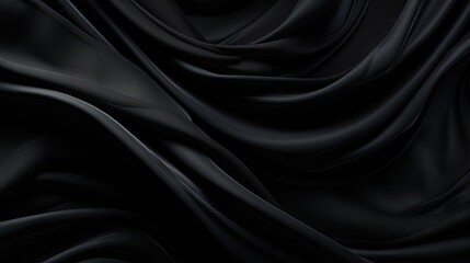 Elegant Black Silk Fabric Texture Background with Rich Textiles and Luxurious Feel