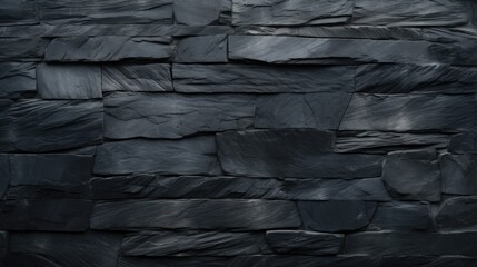 Elegant Black Stone Wall Against a Dark Background - Minimalist Interior Design Concept