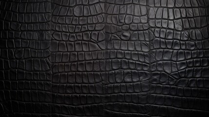 Sleek Black Crocodile Skin Texture: Luxurious Reptilian Background Design - obrazy, fototapety, plakaty