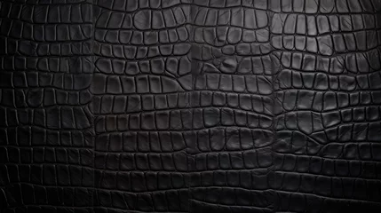 Fototapeten Sleek Black Crocodile Skin Texture: Luxurious Reptilian Background Design © StockKing