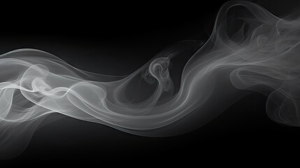 Elegant Monochrome Abstract Smoke Wave on Dark Background with Copy Space