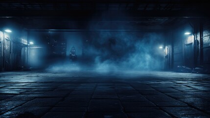 Enigmatic Neon-Lit Room Filled with Smoke and Mystery