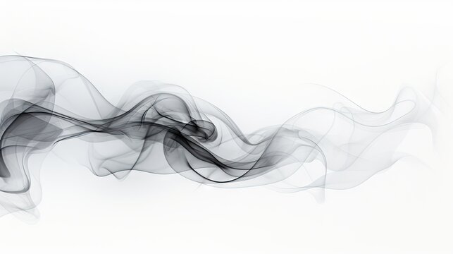 Ethereal Black and White Smoke Patterns Dancing on a White Background