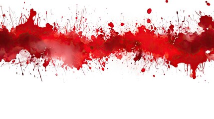 Dynamic Red Paint Splatter Creates Abstract Art on Clean White Background