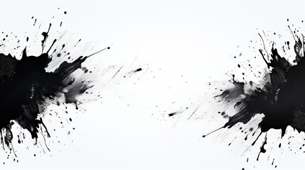 Dynamic Black and White Ink Splatters Creating Abstract Artistic Frame Design