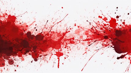 Vivid Red Splatters on Pure White Canvas, Abstract Artistic Expression of Emotion
