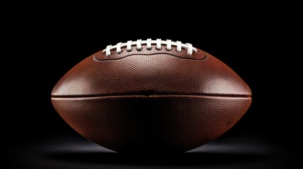 Intense American Football Ball Close-Up: Sports Equipment on Dark Background