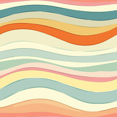 Fototapeta premium Abstract horizontal background with colorful waves. Trendy vector illustration in style retro 60s, 70s