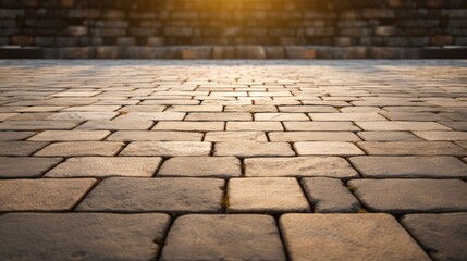 Sunlight Peeking Through Old Stone Pavement Walkway - Rustic Outdoor Path Background