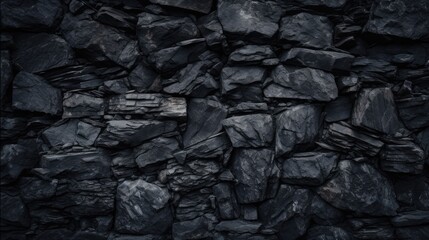 Mysterious Dark Stone Formation - Abstract Background of Black Rough Rocks