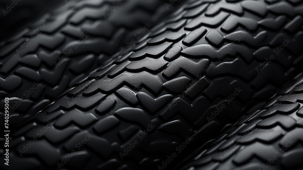 Poster detailed macro shot of black plastic texture with intricate patterns and designs