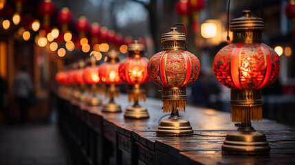 Naklejka premium Chinese New Year Celebrations and red Lantern Festival night 