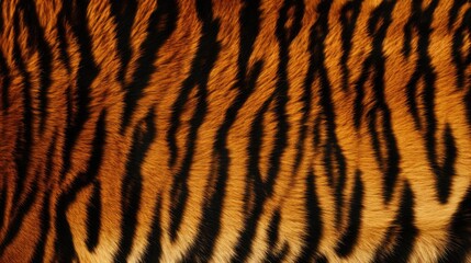 Fototapeta premium Intense Close-Up of Tiger's Fur Texture, Capturing the Intricate Details and Patterns