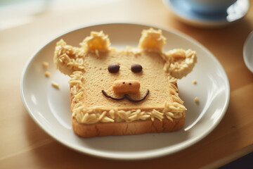 Children's idea breakfast. Healthy food for baby. Food art meal.