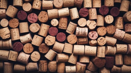 Assorted Vintage Wine Corks Set on Rustic Wooden Table, Winery Collection Background