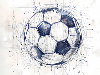 Fototapeta premium Soccer ball on abstract digital background. 
