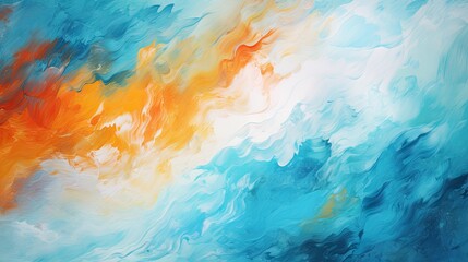 Vibrant Abstract Painting Background with Colorful Brush Strokes and Textured Layers