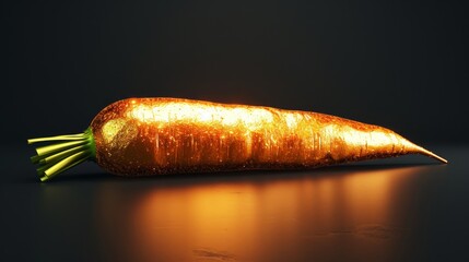 Gold plated carrot with realistic details, suitable for advertising in luxury markets or creative display pieces, representing affluence and extravagance. - obrazy, fototapety, plakaty