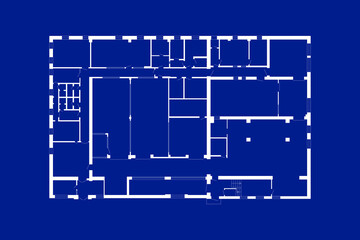 Modern office interior with furniture. Vector blueprint. Architectural background.