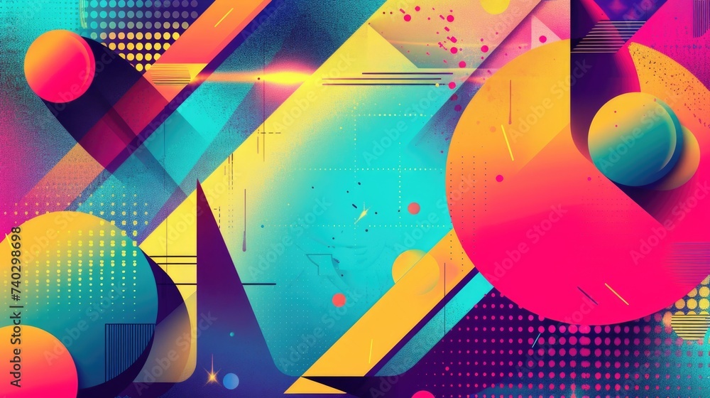Poster abstract background using bright colors and geometric shapes for design. ai generative.