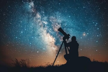 Stargazing in a clear night sky