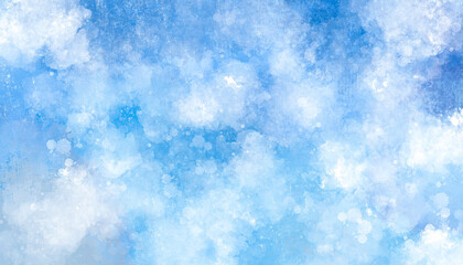 hand drawn clouds in blue sky, 16:9 widescreen wallpaper / background