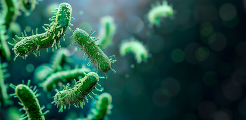 close up of green gut flora - obrazy, fototapety, plakaty