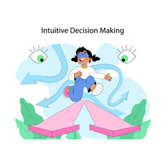 Intuitive decision making concept. Flat vector illustration