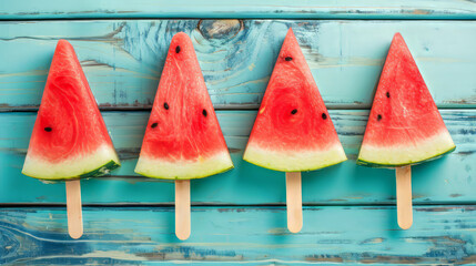 Four Watermelon Slices popsicle
