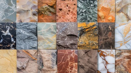 Assorted Stone Texture Samples - A Collage of Earth Tones and Patterns