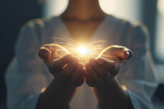 Infirmi&egrave;re avec source d'&eacute;nergie dans les mains &raquo; IA g&eacute;n&eacute;rative