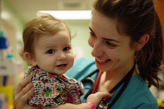 Infirmi&egrave;re avec enfant au service p&eacute;diatrie &raquo; IA g&eacute;n&eacute;rative