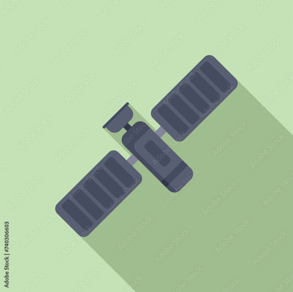 Poster space satellite power icon flat vector. source cell. sunlight grid charging