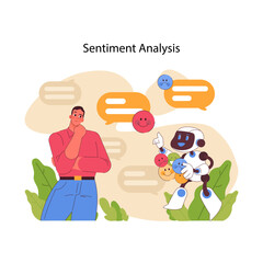 Sentiment analysis concept. Flat vector illustration