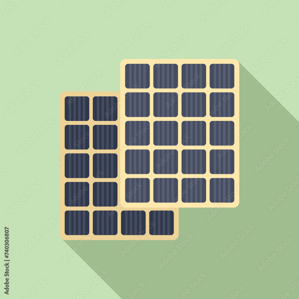 Poster grid system solar panel icon flat vector. source cell. sunlight grid roof