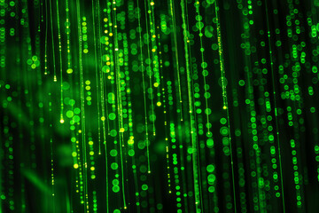 Digital abstract matrix background with the green symbols.Streaming data, binary data moving on a digital road - Digital Code road concept