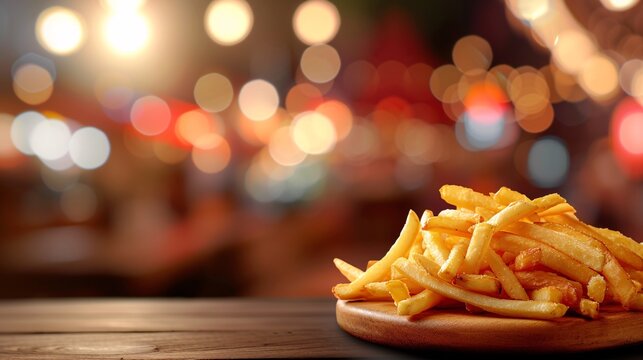 Gros plan sur des frites chaudes sur le comptoir d'un restaurant &raquo; IA g&eacute;n&eacute;rative