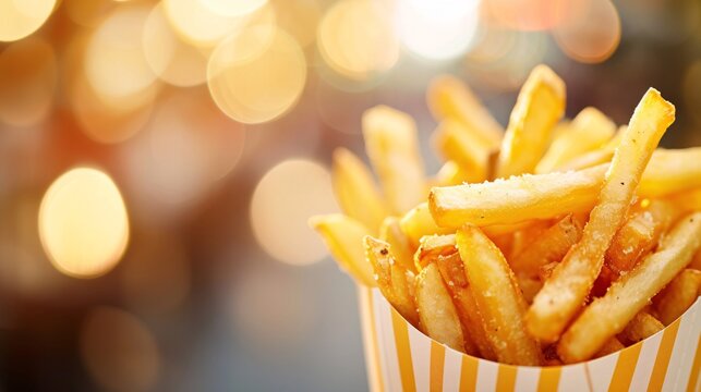 Gros plan sur de d&eacute;licieuses frites avec arri&egrave;re-plan flout&eacute; &raquo; IA g&eacute;n&eacute;rative