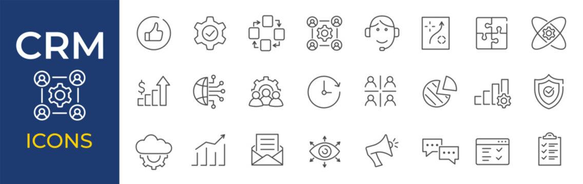 CRM icon set. Customer relationship management. Vector illustration