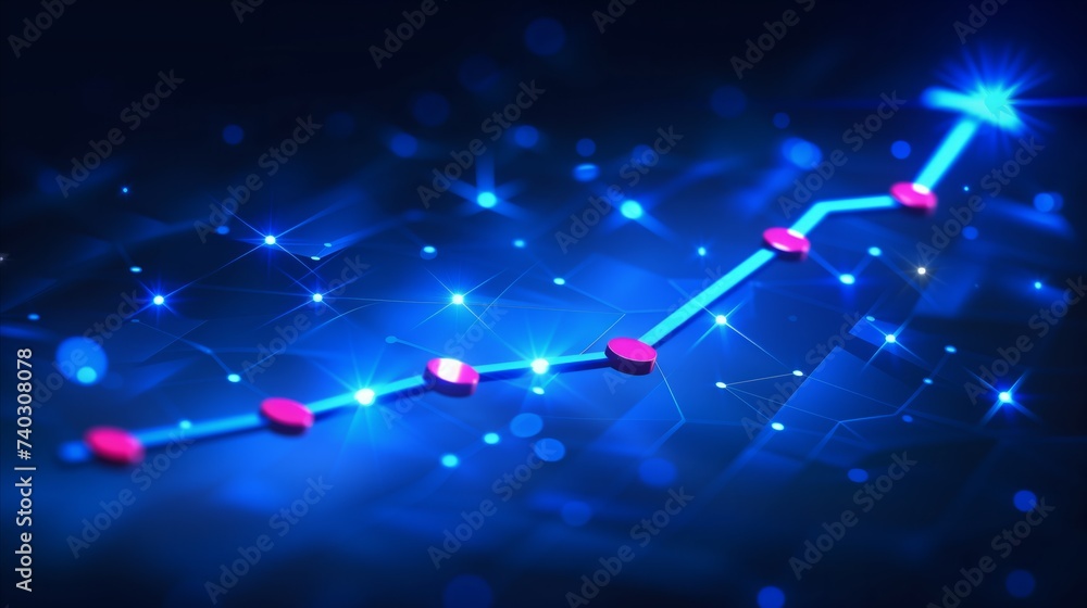 Poster abstract futuristic network connections with bright nodes on dark background