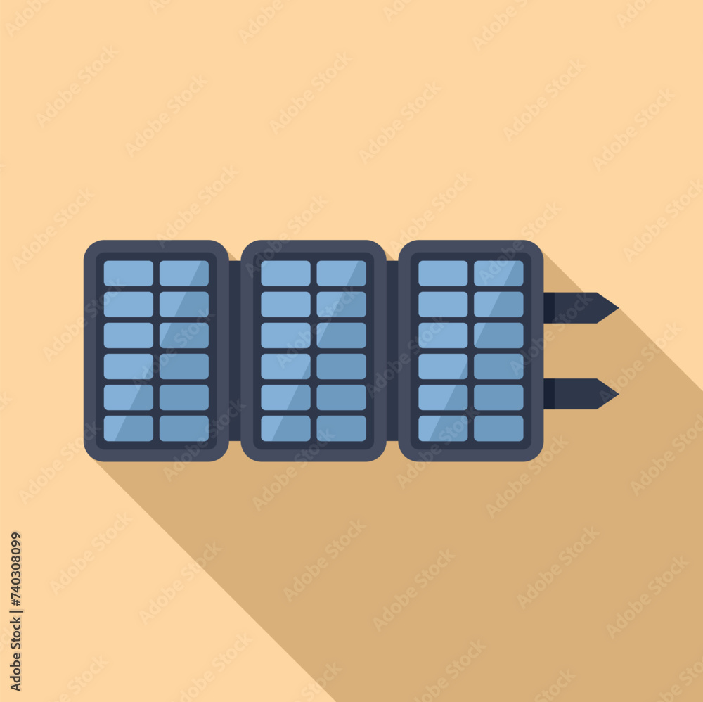 Poster converter controller icon flat vector. solar panel foldable. module source