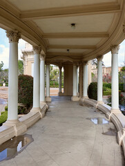 curved colonnade with old fashioned details