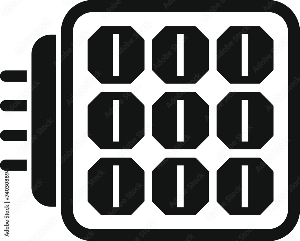 Poster plug solar panel icon simple vector. fixture module. part cell recharge power
