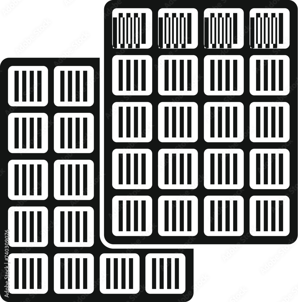 Poster grid system solar panel icon simple vector. source cell. sunlight grid roof