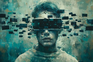 Social media misinformation overstimulation concept AR VR goggles