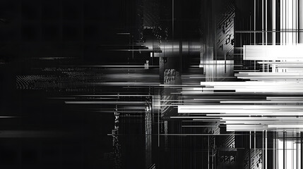 abstract black and white distortion glitch texture wallpaper - obrazy, fototapety, plakaty